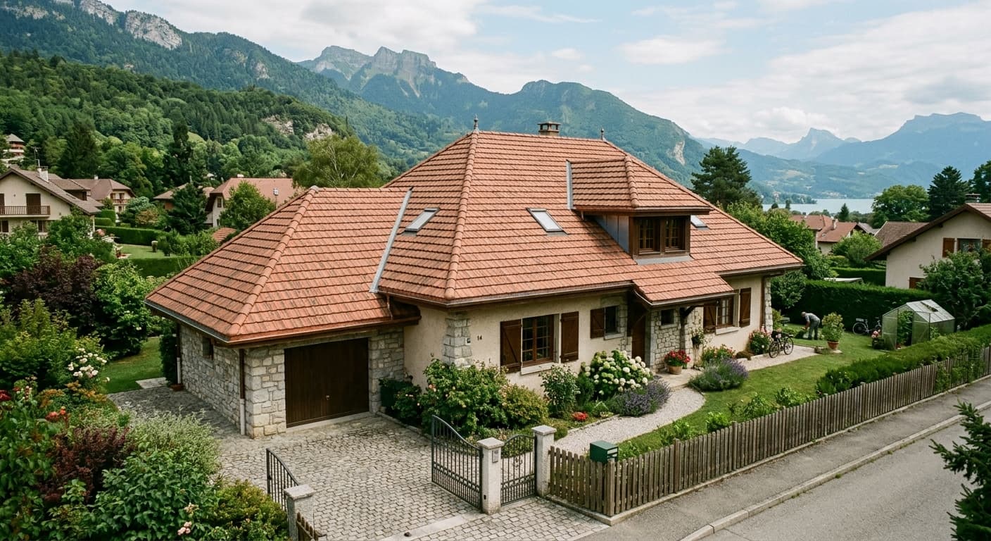 Maison individuelle avec grande toiture en tuiles à Annecy-le-Vieux